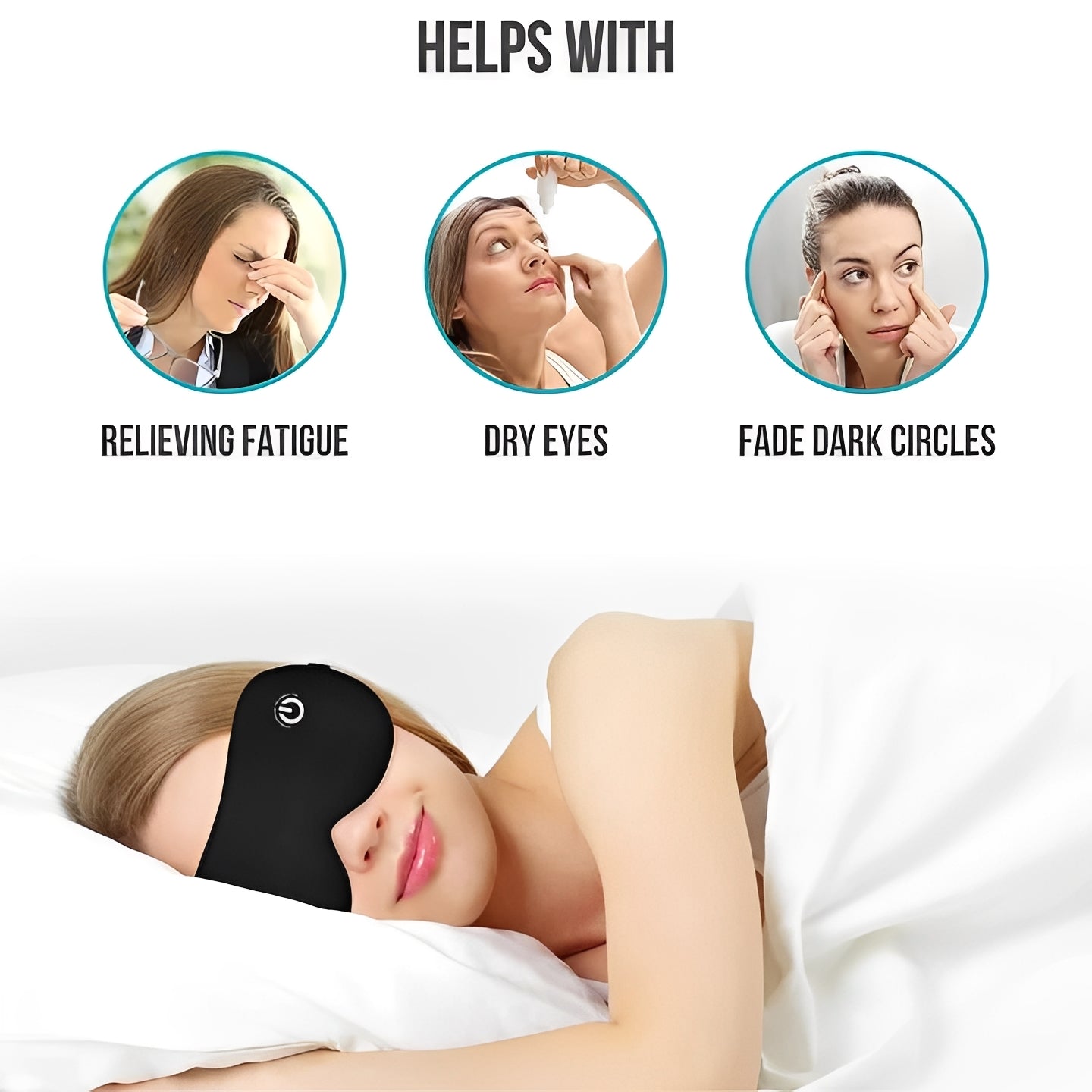 Total-Darkness Heated Mask: Rechargeable Sleep Support with Constant Warmth