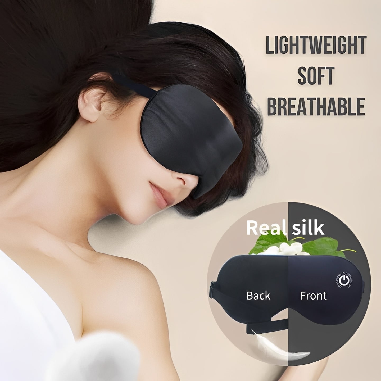 Total-Darkness Heated Mask: Rechargeable Sleep Support with Constant Warmth