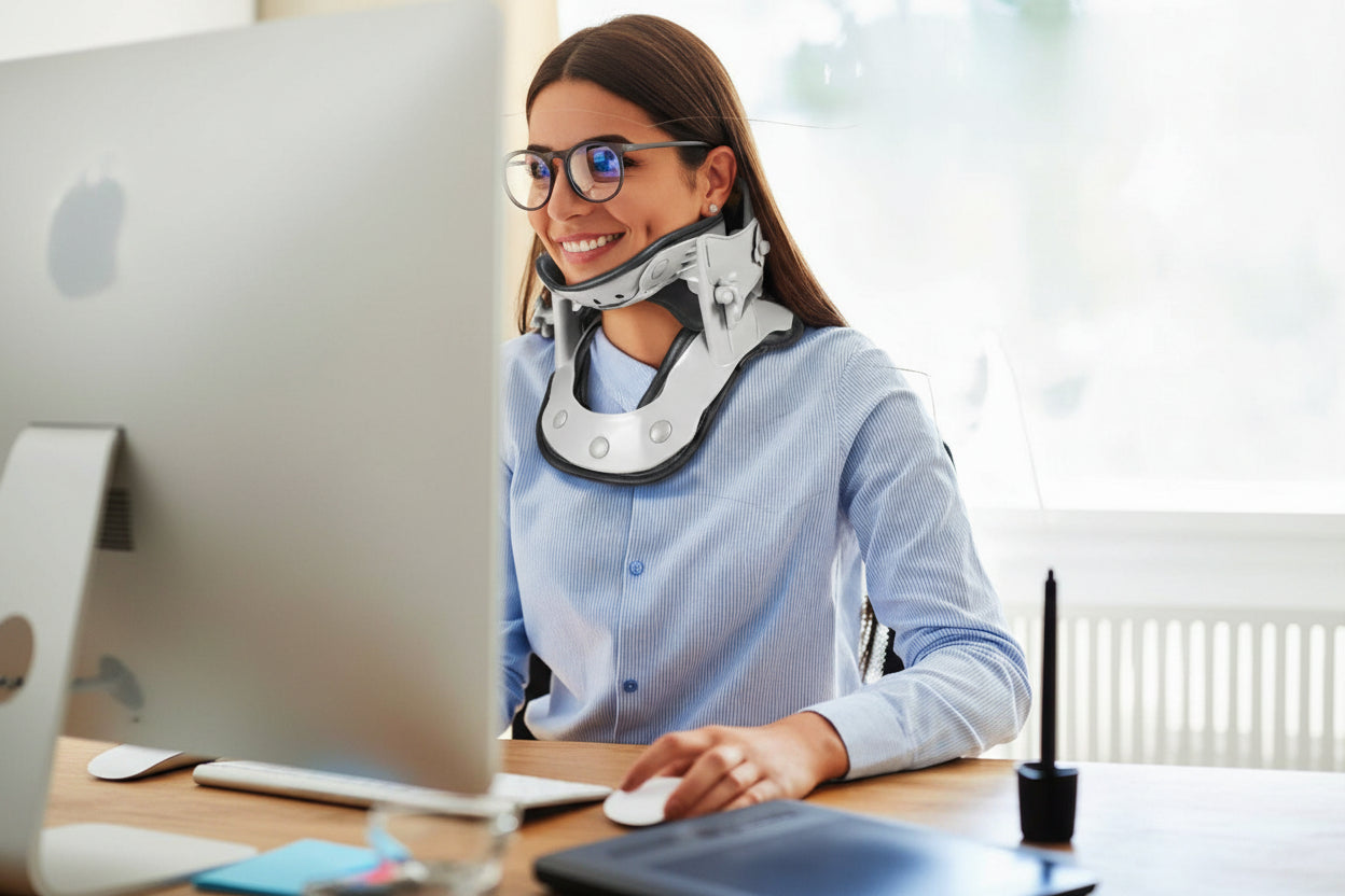 Precision-Lift Traction: Adjustable Height Neck Support with Integrated Heat