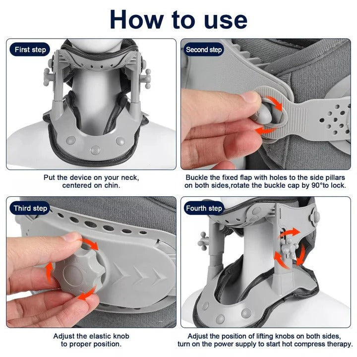 Precision-Lift Traction: Adjustable Height Neck Support with Integrated Heat